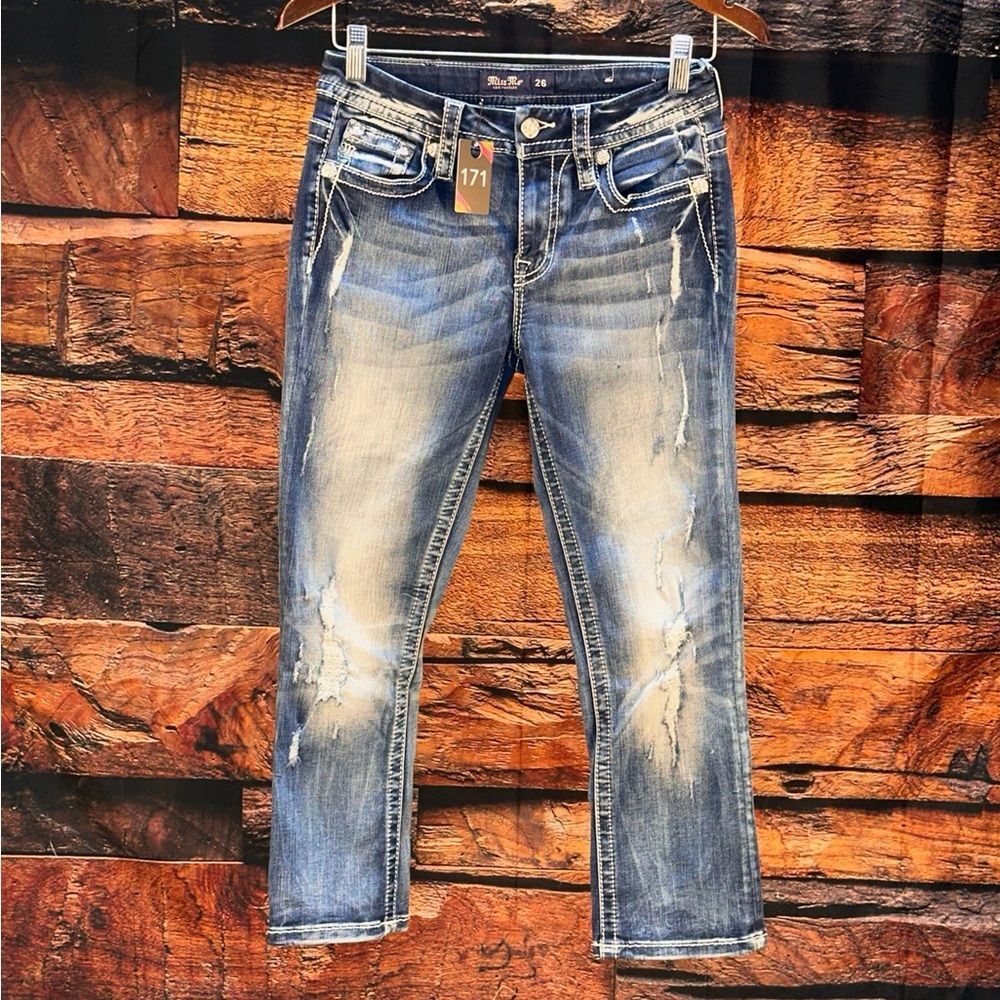 Miss Me Blue Washed Distressed Jeans